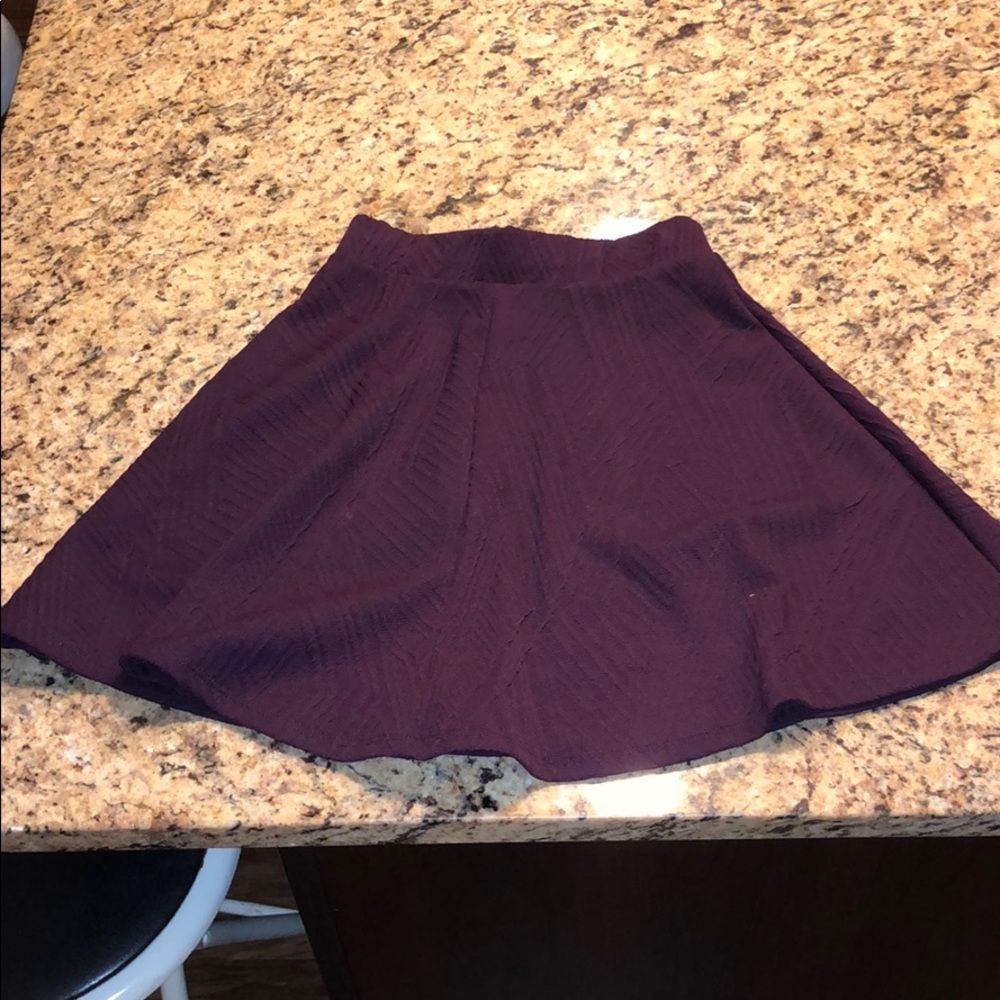 Wine colored textured skater skirt